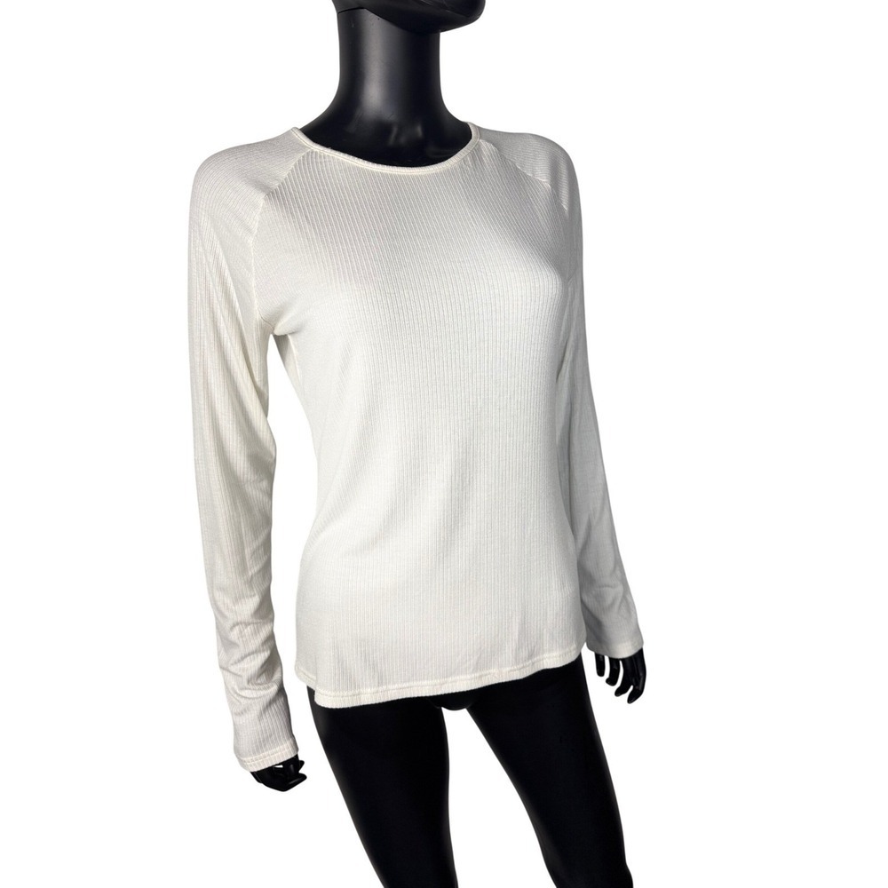 CBrand Cream‎ Ribbed Long Sleeve Top Women's Casual Everyday Comfy Basic